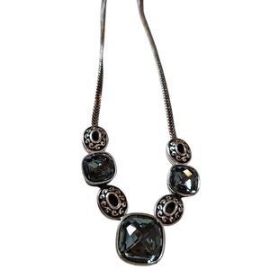 Brighton Silver Necklace with Black Gemstones